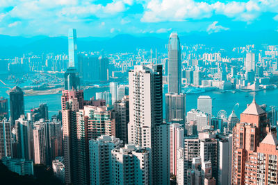 Aerial view of cityscape against sky