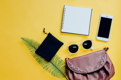 High angle view of sunglasses on table