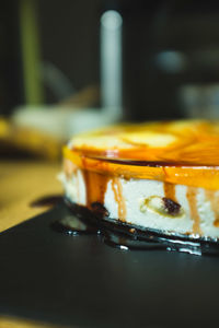 Close-up of ice cream on table