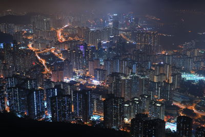 Illuminated cityscape at night