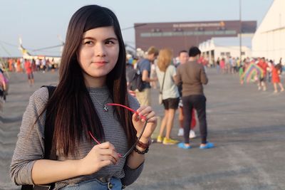 Beautiful young woman in sea