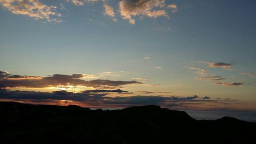 Scenic view of mountains at sunset