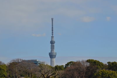 Low angle view of communications tower