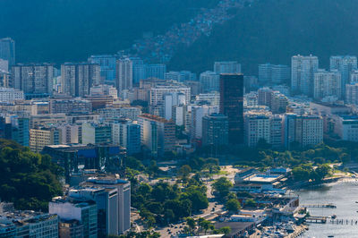 Rio de janeiro, romantic city detail at sunset time, nice soft light above the landmarks