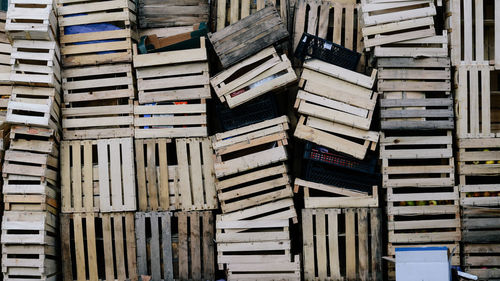 Full frame shot of wooden boxes