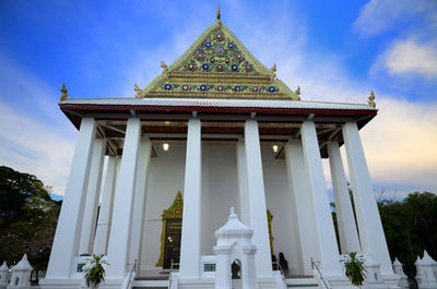 Low angle view of temple building against sky