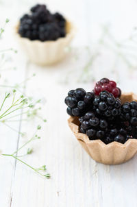 High angle view of berries on table