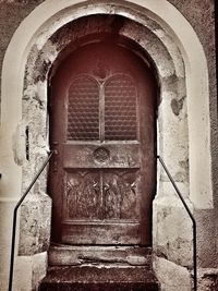 Closed door of old building