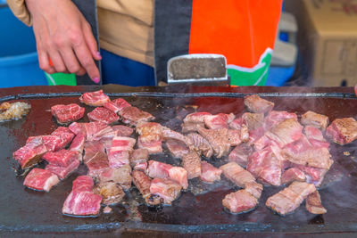 Close-up of person preparing food