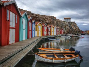 Panoramic view of beach and houses against sky