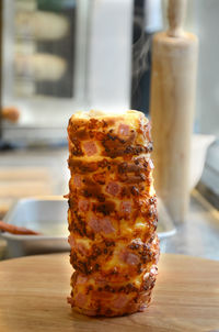 Close-up of meat on table