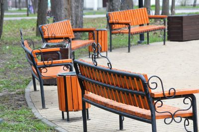 Empty bench in park