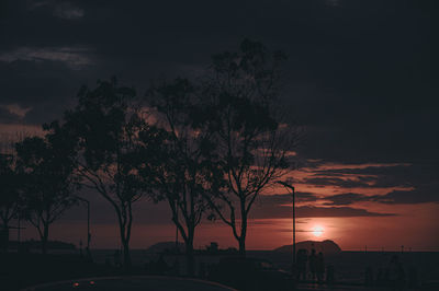 Silhouette trees against sky during sunset