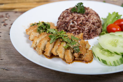 Close-up of meal served in plate