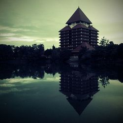 Reflection of building in lake