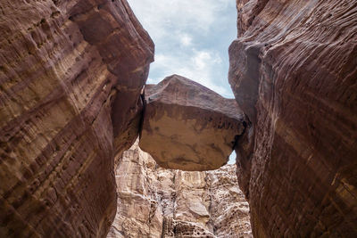 Low angle view of rock formations