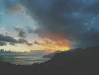 Scenic view of cloudy sky at sunset