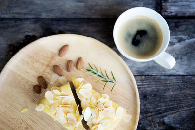 Directly above shot of coffee cup on table