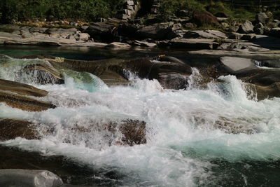 Scenic view of waterfall