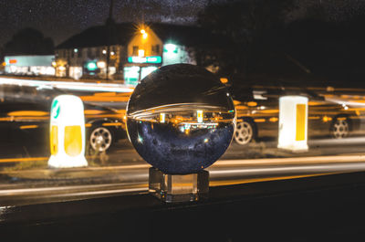 Close-up of illuminated car at night