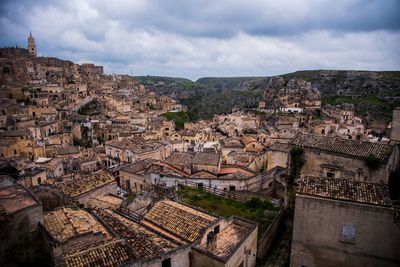 High angle view of townscape against sky