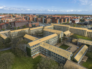 Aerial photo of aarhus university and park, aarhus, denmark