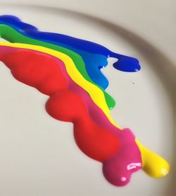 Close-up of colorful balloons on white background