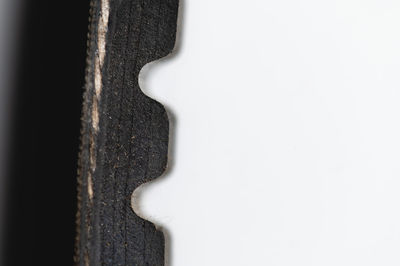 Macro shot of camera against white background