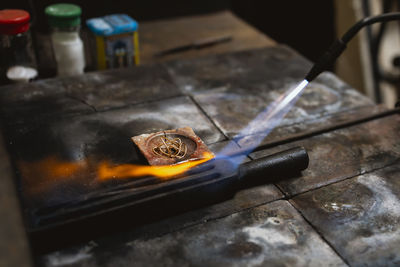 Close-up of machine part