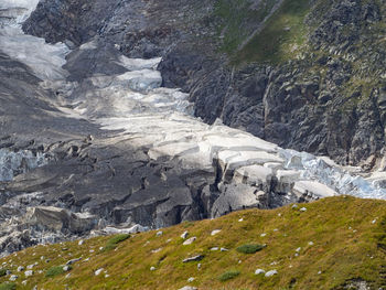 Glacier moraine of the dufourspitze mountain in the italian alps