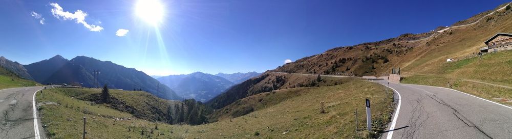 Panoramic view of road on mountain against sky