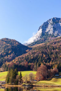 Scenic view of landscape and mountains against sky