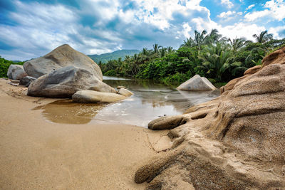 Scenic view of beach against sky