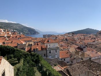 High angle view of townscape against sky