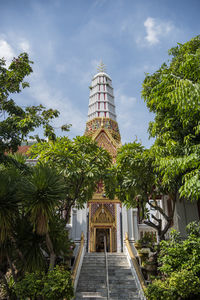 Low angle view of temple against sky