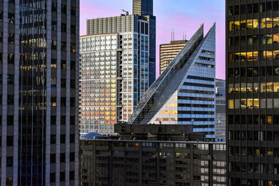 Modern buildings in chicago during sunrise