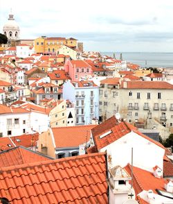 High angle view of townscape against sky