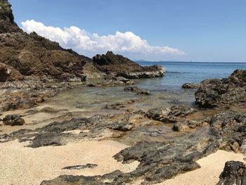 Scenic view of beach against sky