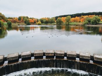 Scenic view of lake against sky