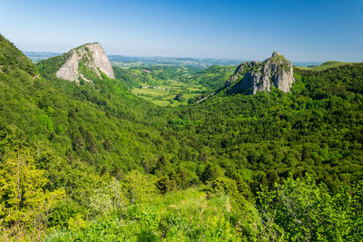 View of the tuilière and sanadoire rocks in the sancy massif in auvergne