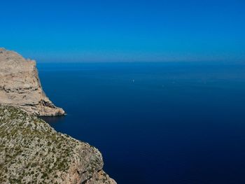 Scenic view of sea against blue sky