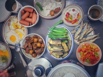 Close-up of served food on table