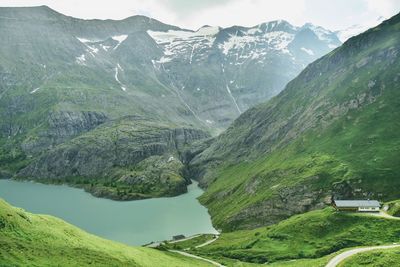 Scenic view of green mountains