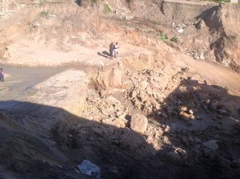 High angle view of man riding on mountain