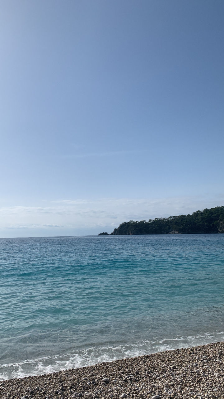 SCENIC VIEW OF BEACH AGAINST BLUE SKY