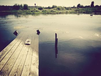 Wooden pier in sea