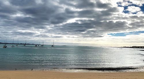 Scenic view of beach against sky