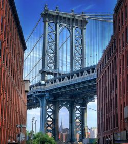 Low angle view of suspension bridge