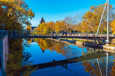 Scenic view of lake against sky during autumn