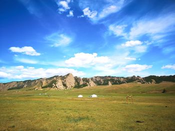 Scenic view of landscape against sky mongolia
